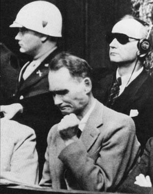 Rudolf Hess at the Nuremberg trials.
