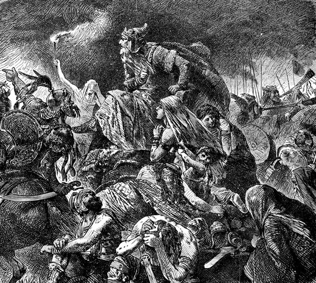 Attila’s fanatical cavalry charges the enemy in Alphonse de Neuville’s 19th-century illustration, The Huns at the Battle of Chalons.