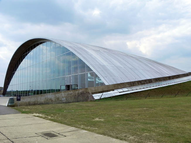 The modernistic American Aviation Hall at Duxford holds the largest collection of American warbirds outside the U.S.