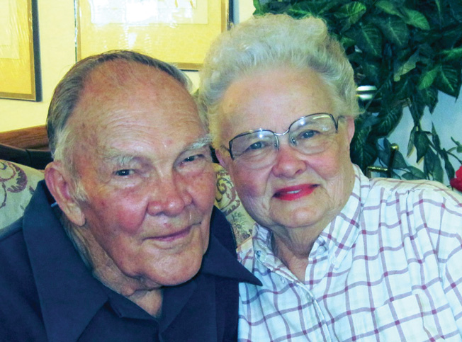 Many years after his D-Day exploits, Jay Rencher is pictured with his wife, Louise, at their home in Idaho Falls, Idaho, in 2010.
