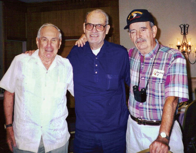 Three members of Easy Company at a 1999 reunion in Denver, Colorado (left to right): Buck Taylor, Earl McClung, Shifty Powers.