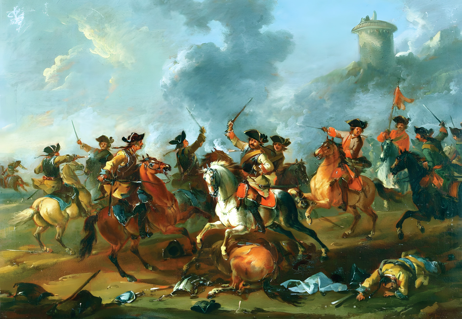 Opposing cavalry skirmish at the Battle of Prague, which Frederick himself called “murderous.”