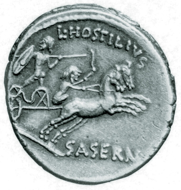 War chariots enjoyed such status that they were depicted on Celtic coins. One coin shows a driver, and on both the ponies are rearing.  