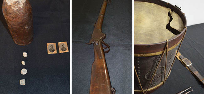 These pictures depict items in a new special exhibit at the Southern Museum of Civil War and Locomotive History, "1864."