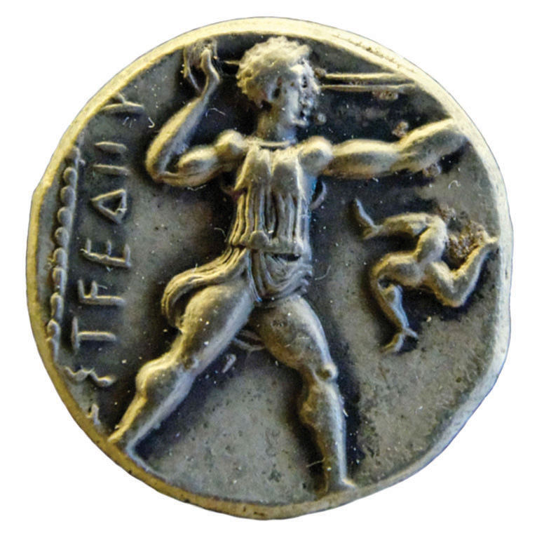 A Greek coin from 300 bc shows a slinger in battle. The importance of slingers increased within Greek armies during the Peloponnesian War and in the following decades.