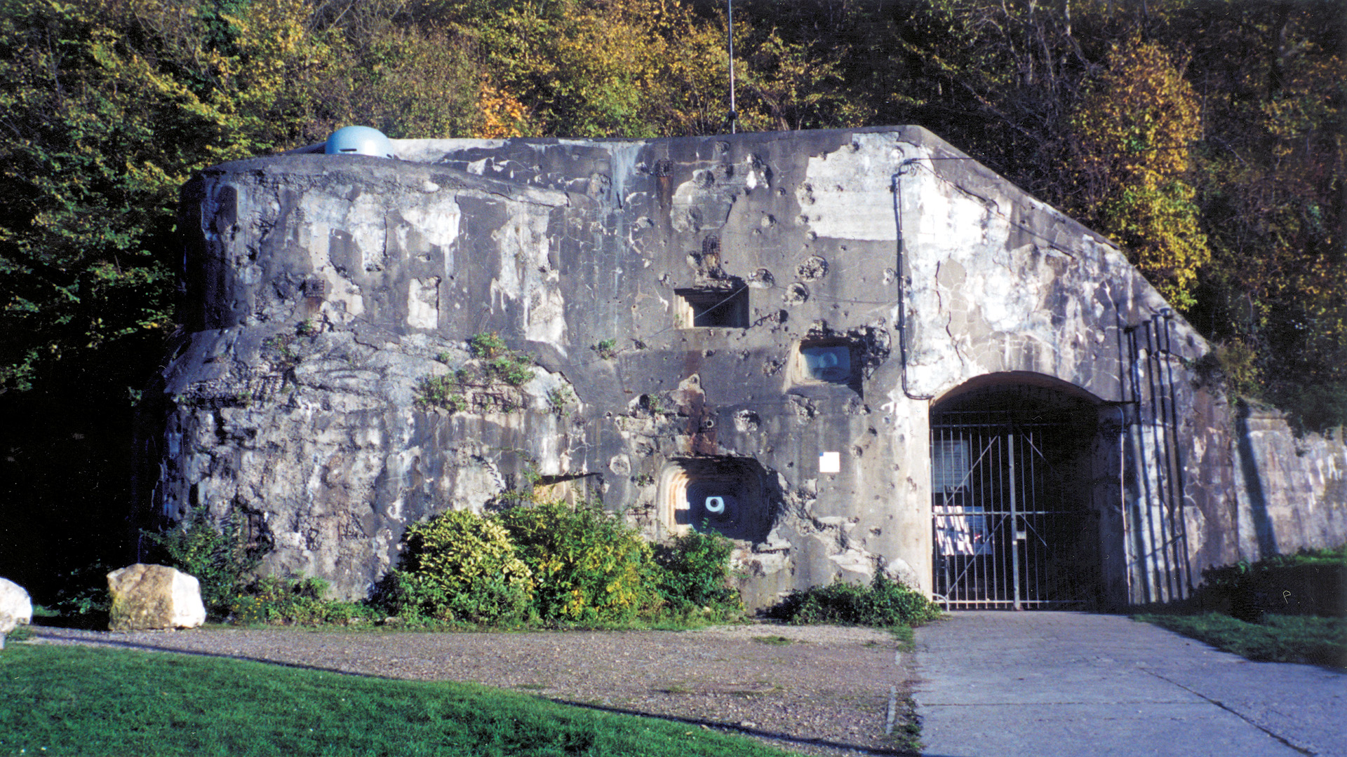 The battle-scarred façade of the main entrance to Eben Emael has changed little since its capture by daring German paratroopers in 1940.