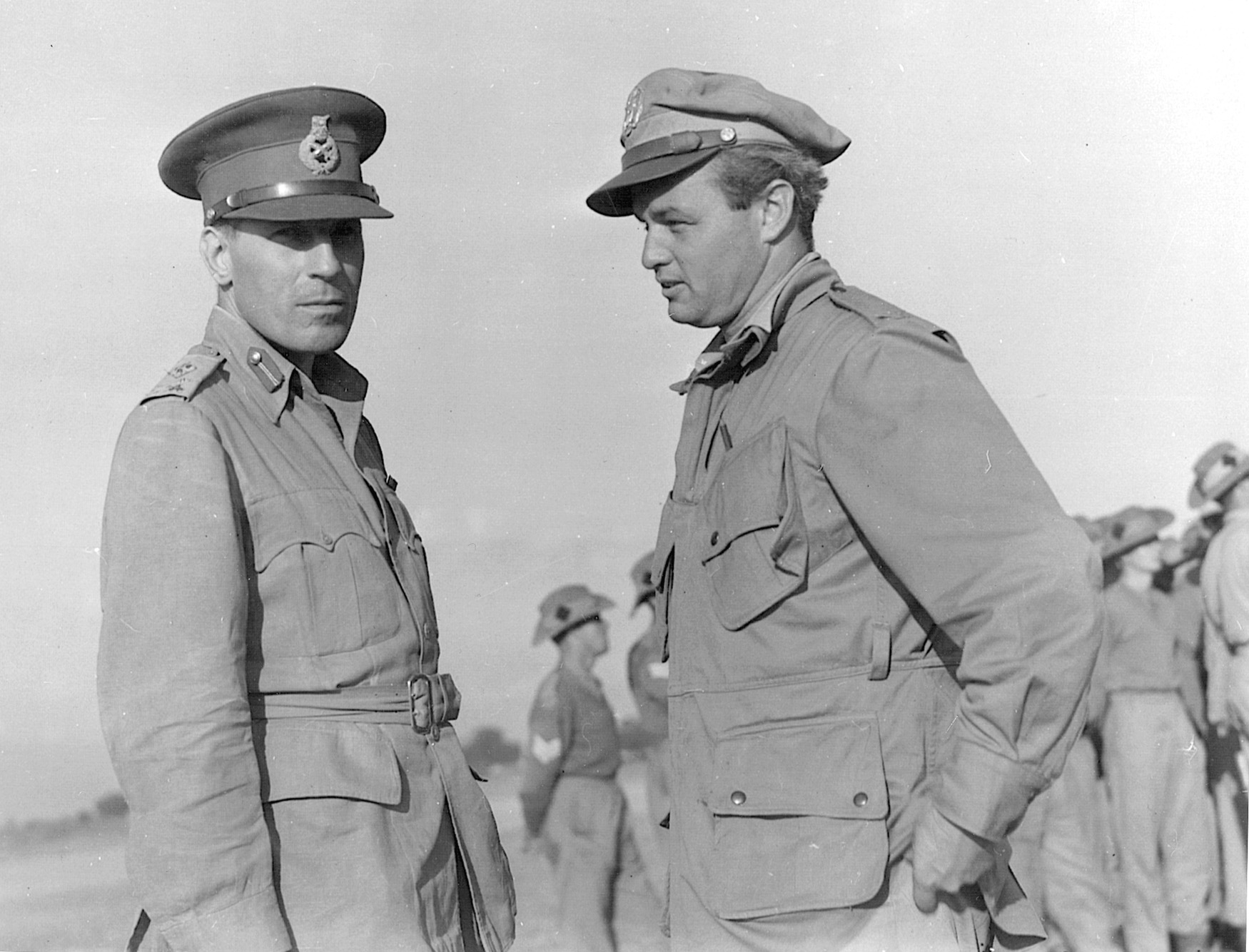 Colonel Philip Cochran (right) converses with British General Orde Wingate in India, December 1943.
