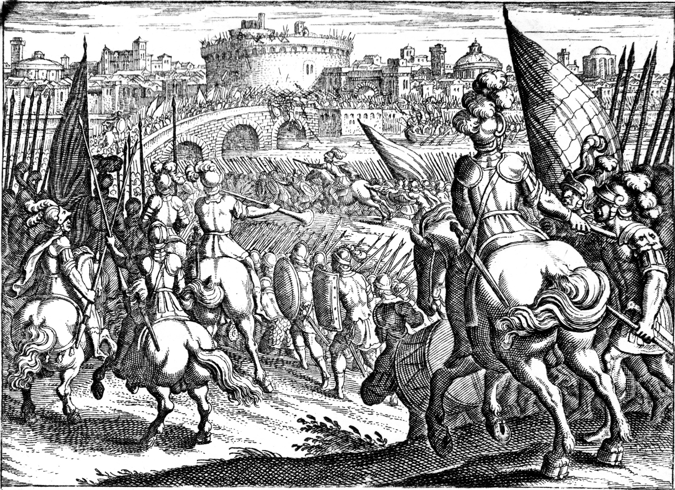 This 17th-century rendering of the Gallic advance on Rome is filled with historical errors, but it does capture the tide of Gauls that at the time was unstoppable as it descended from the north.