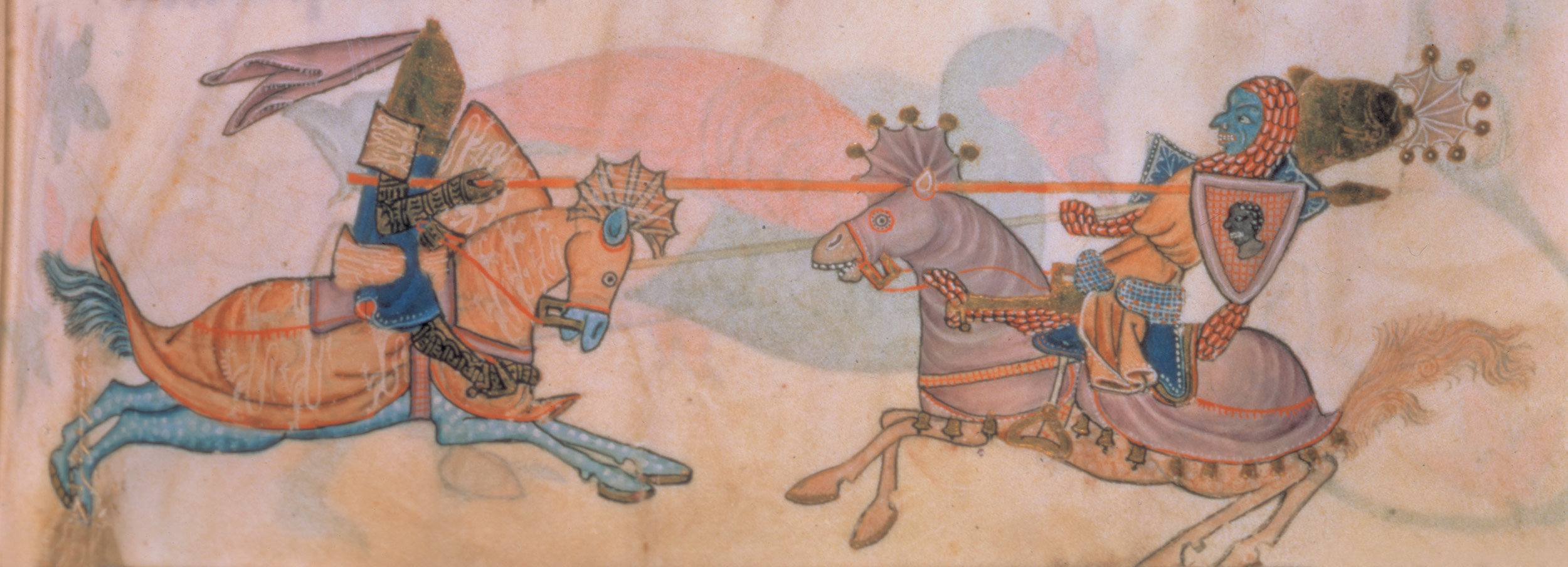 A 14th-century rendition of Richard jousting with Saladin.