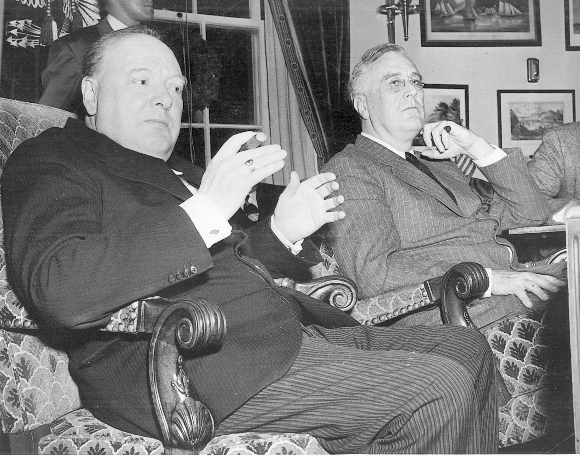 Roosevelt and Churchill field questions from the press, December 23, 1941.