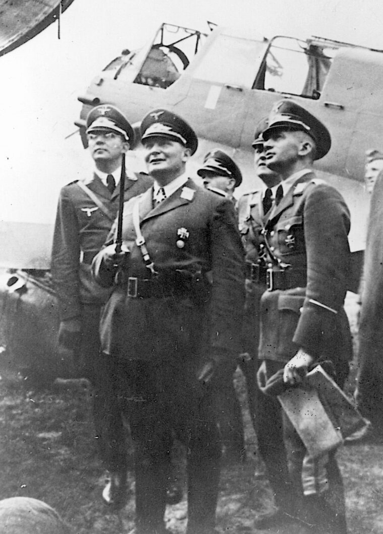 Hermann Göring inspects captured Polish airplanes. Göring was confident his Luftwaffe could win air superiority over southern England.