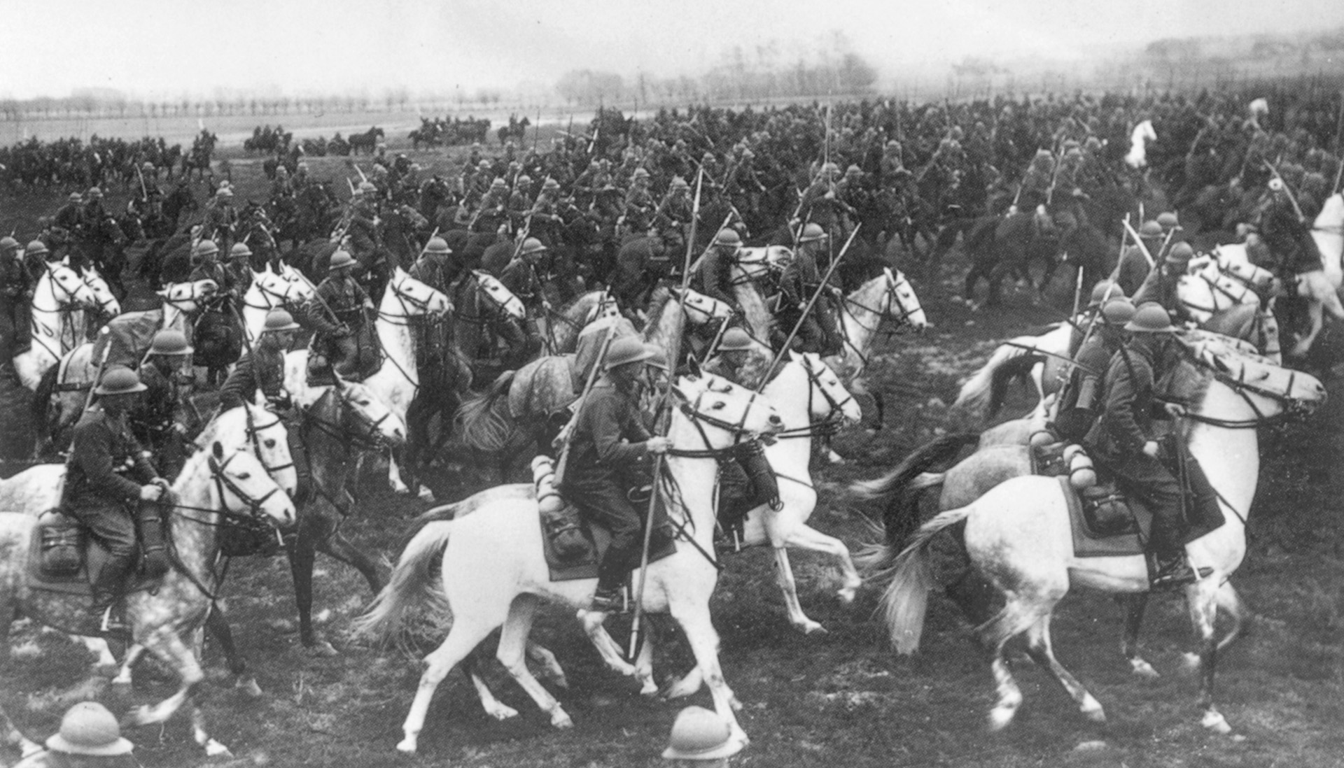 During prewar maneuvers, Polish lancers on horseback move into position. Contrary to popular myth, Polish cavalry did not directly charge German armor during the opening days of World War II.