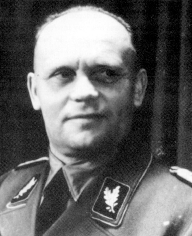 SS-Oberführer Hans Baur in an SS service uniform,