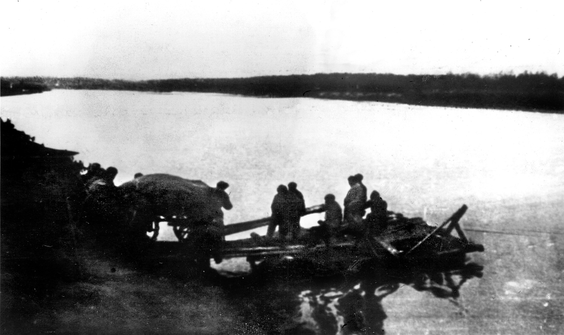 In the first photo taken of Red Army soldiers in Romania, Soviet troops cross the Pruth River.
