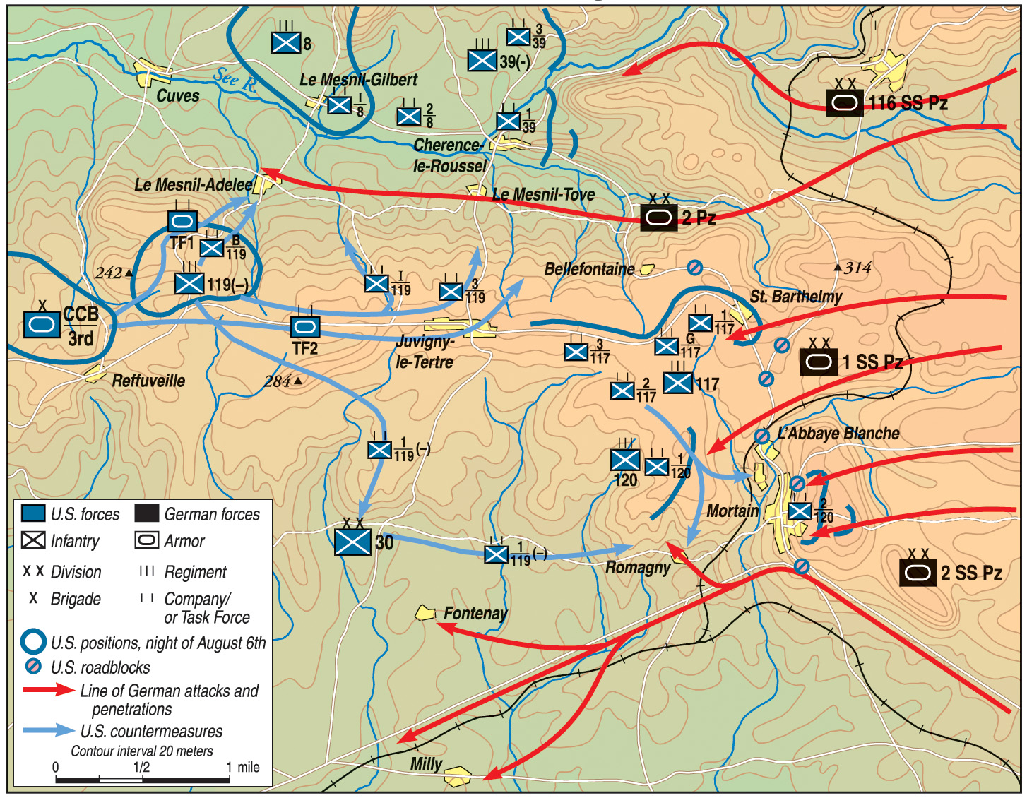 The German counterstroke of August 1944 included four of the finest armored divisions of the SS and Wehrmacht. The heroic stand of the American 30th Infantry Division at Mortain doomed the offensive to failure.