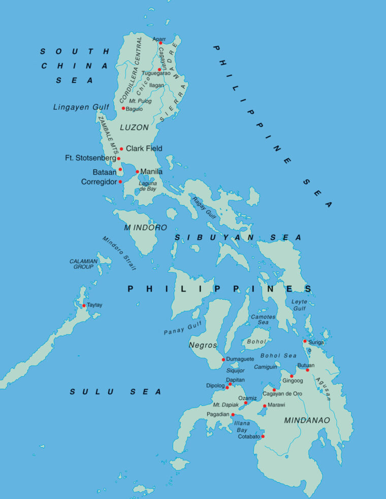 The Philippine archipelago consists of hundreds of islands, and Allied guerrillas found safe havens in the rugged mountains of many of these, principally Luzon. From concealed positions, they conducted hit-and-run attacks against the Japanese occupiers.