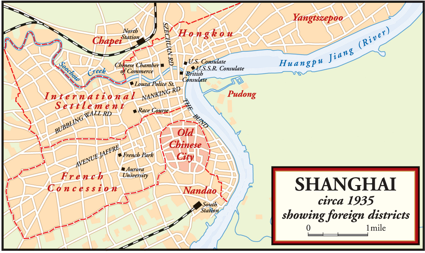 The Shanghai of the 1930s was China’s most cosmopolitan city. Enclaves of Europeans clustered in areas of the bustling metropolis.