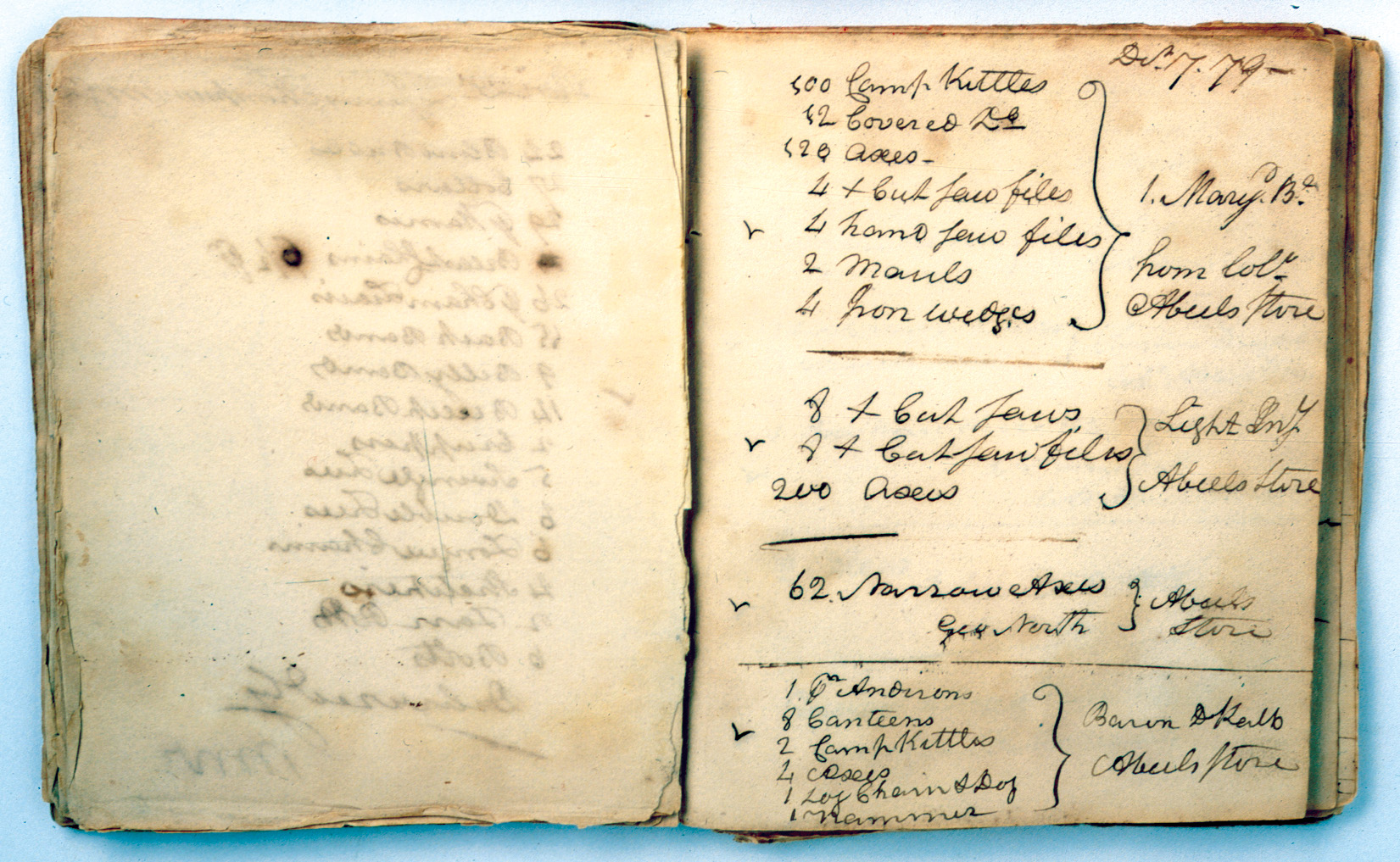 An officer’s supply ledger from Morristown.