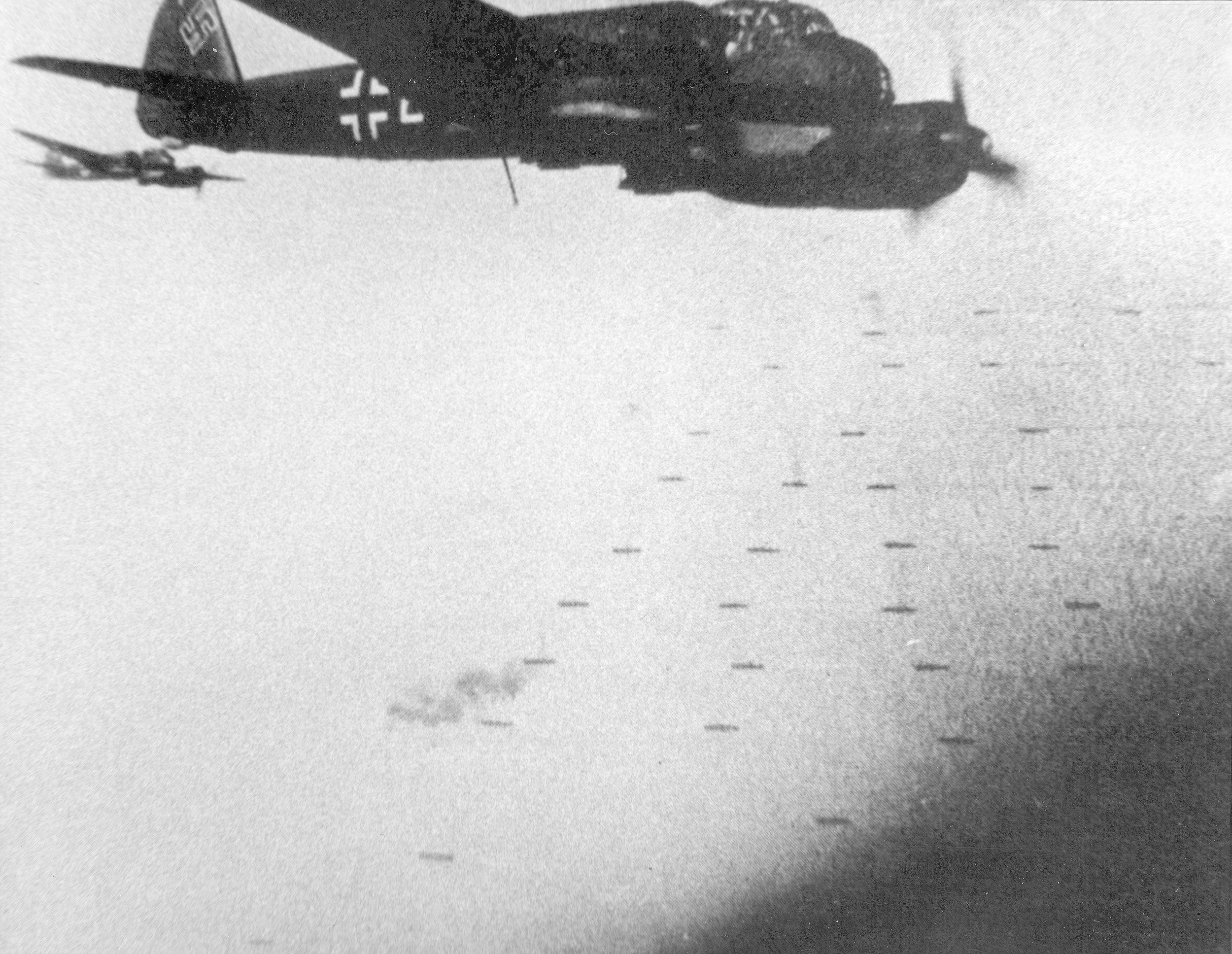 A Ju-88 high above the fated convoy before it scattered. 