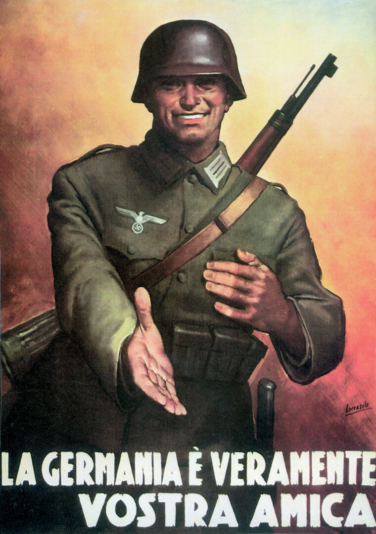 A World War II Italian propaganda poster proclaims, “Germany is truly your friend.”