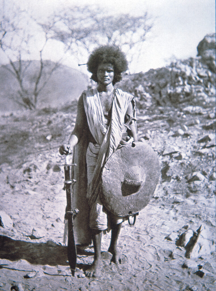 A Mahdist warrior, also called a “Fuzzy-Wuzzy,” in 1890.