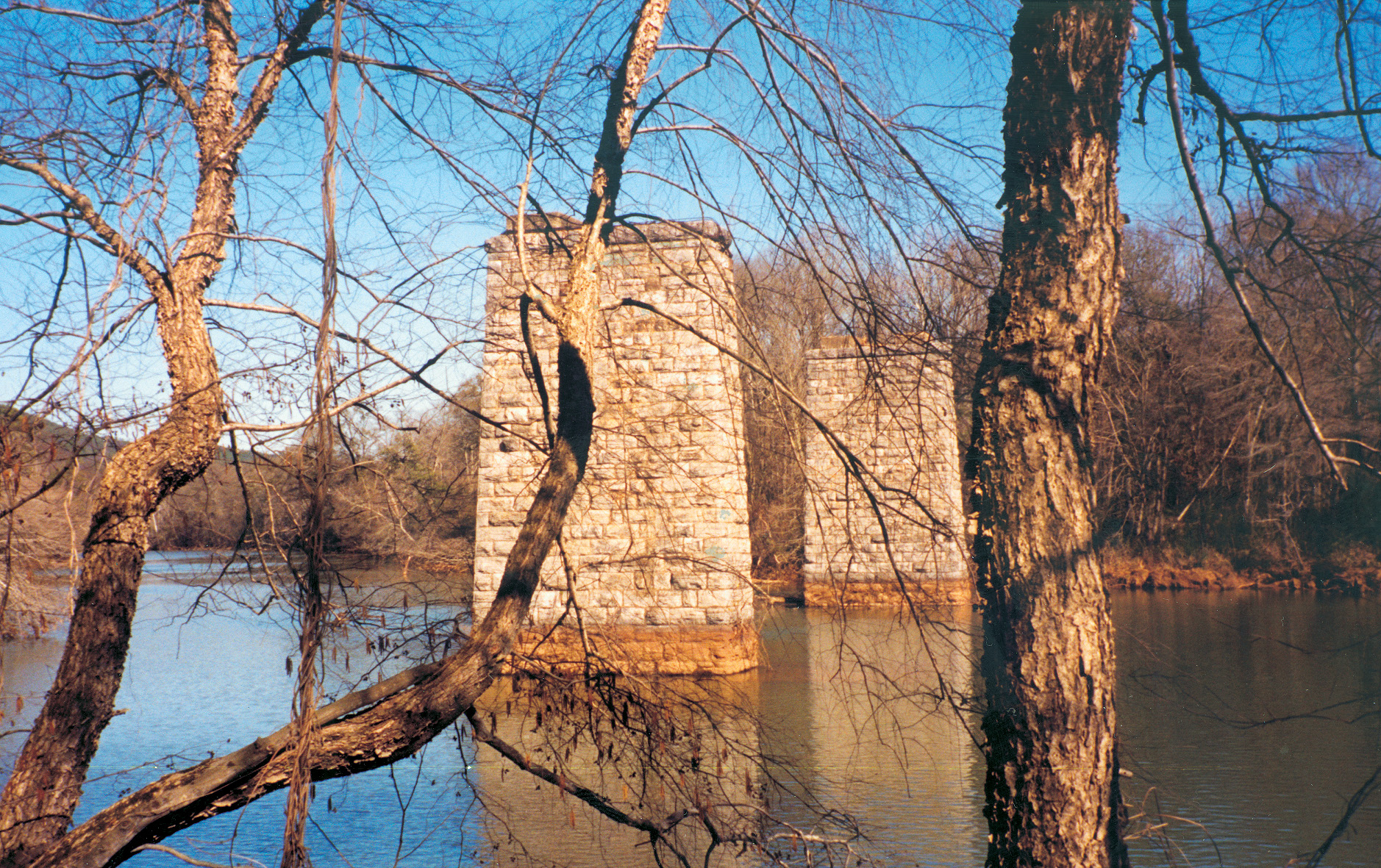 The bridge supports in the top photograph as they are today.