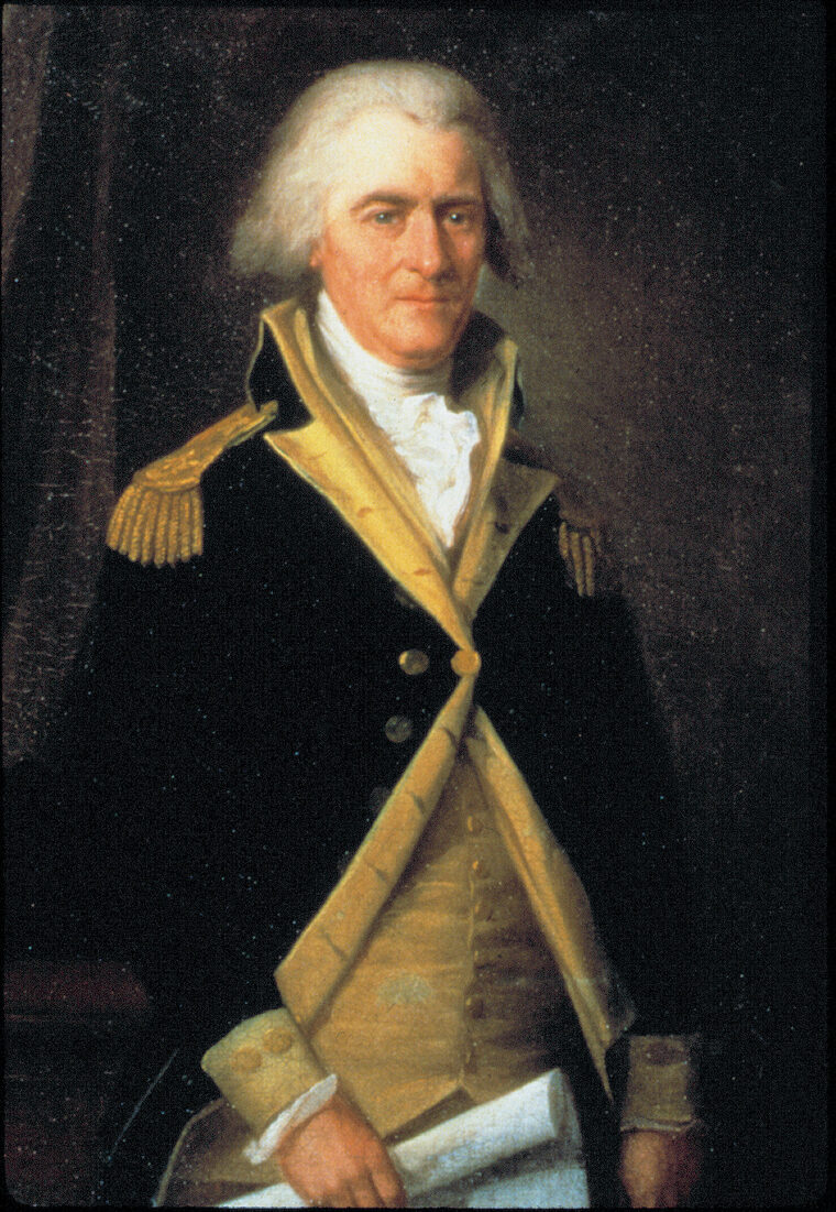 General Arthur St. Clair painted in the 1790s by Jean Pierre Henri Elouis. The portrait was made when the general was in Philadelphia.