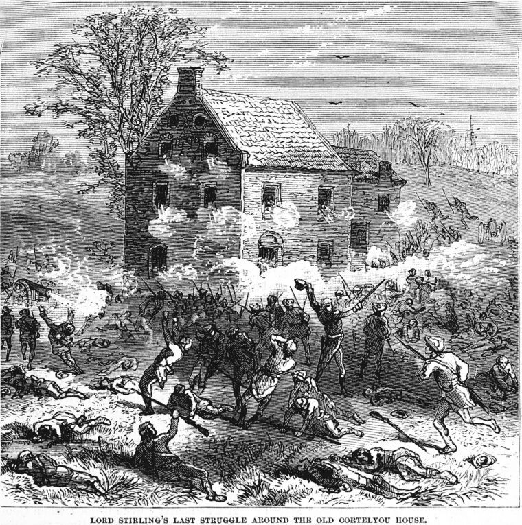 Stirling’s last stand was around a dwelling called The Old Courtelyou House. The fighting was long and resolute on both sides.
