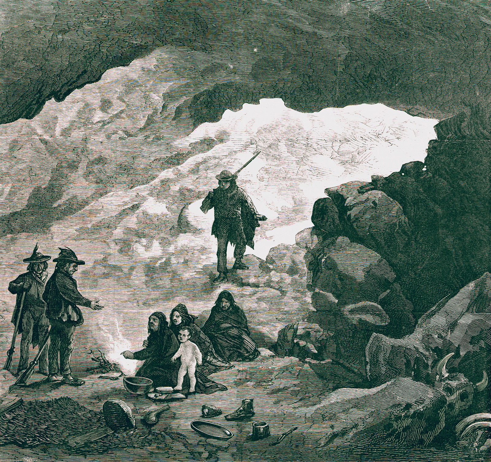 A sketch of Captain Jack’s cave in the lava beds from the London Illustrated News in 1873.