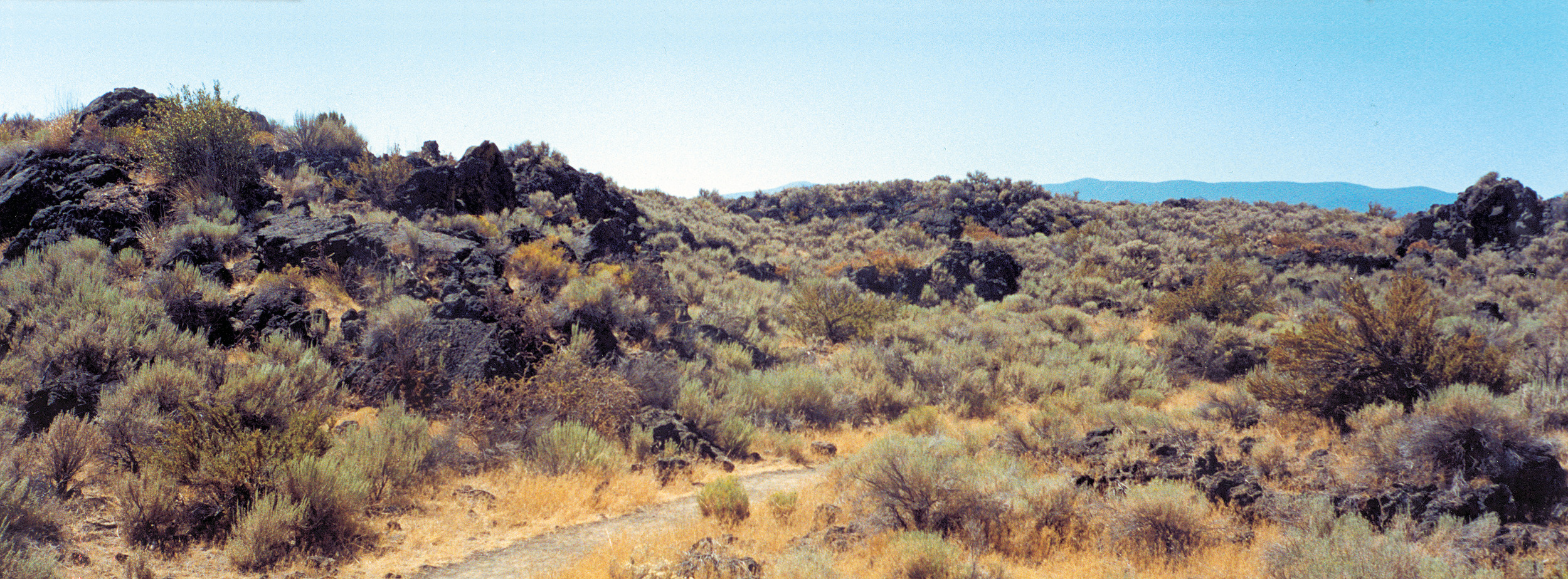 The country over which the Modoc War was fought is a jumble of lava outcroppings and low vegetation.