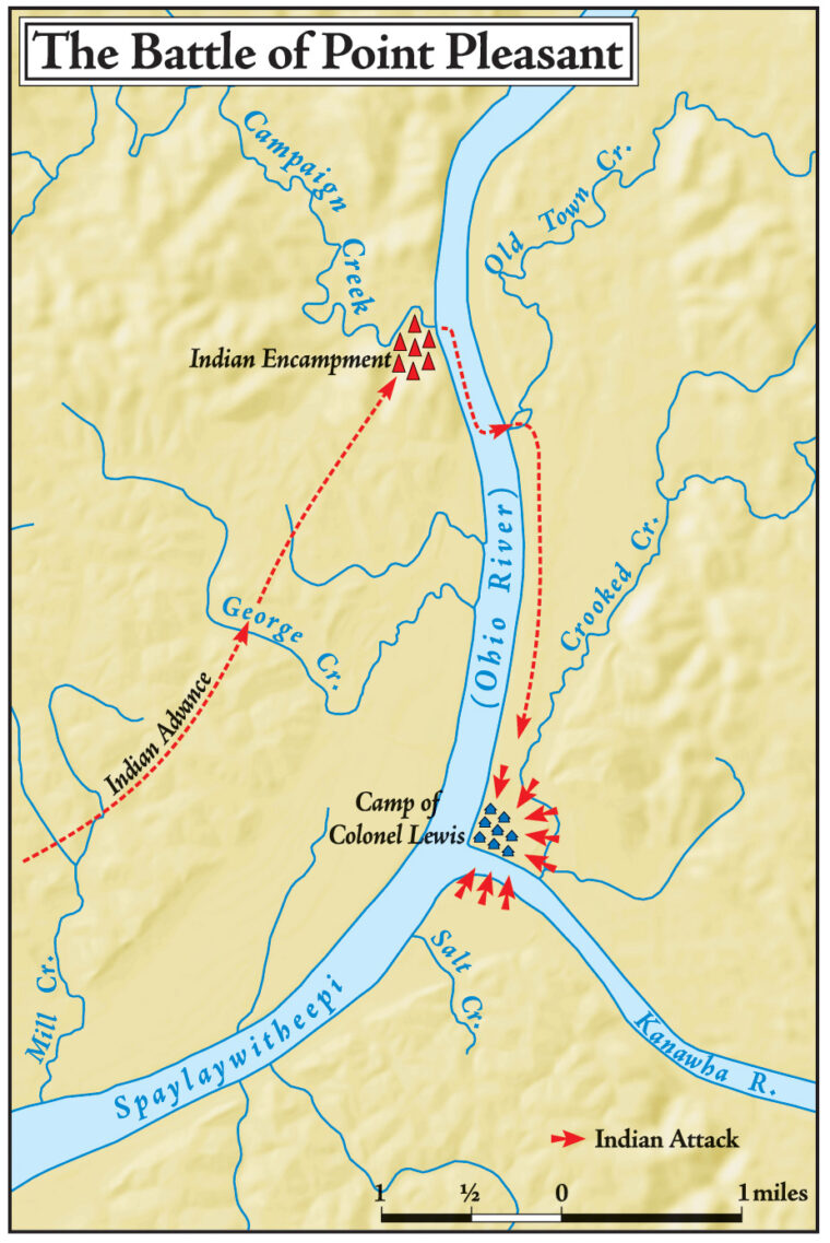 Indians stealthily crossed the Ohio River and silently closed on the unsuspecting frontier army.