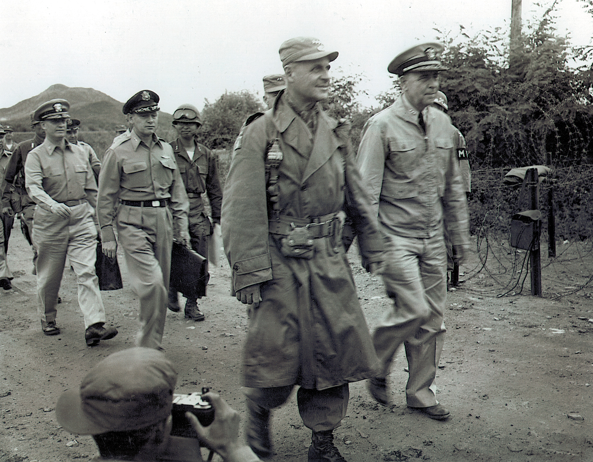 Ridgway leading others to armistice negotiations. On his left is Navy Admiral C. Turner Joy. 