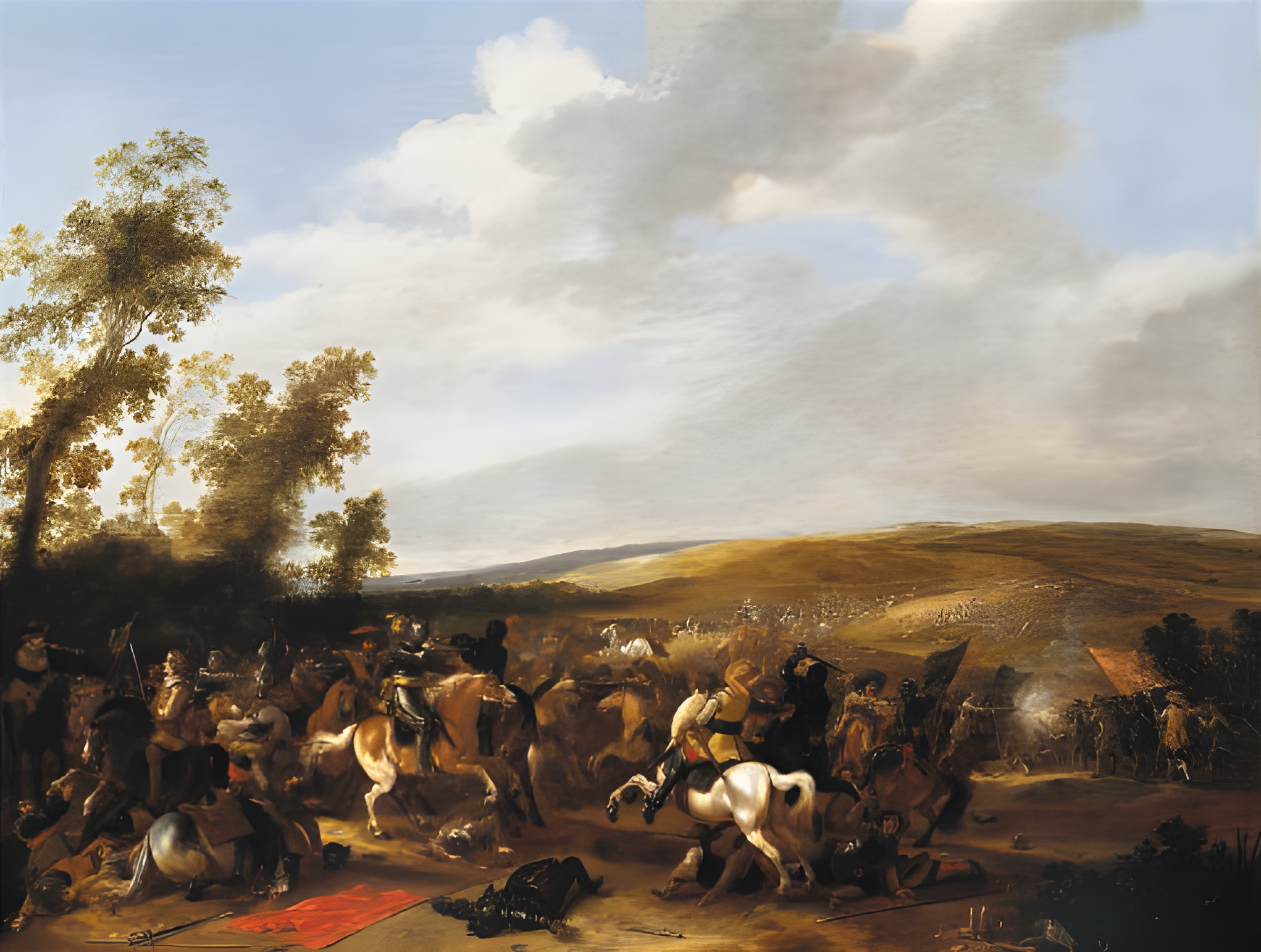 A scene from the Thirty Years’ War, Battle of Lutzen in 1632 shows a mixture of medieval 
warfare and emerging modern weaponry. 