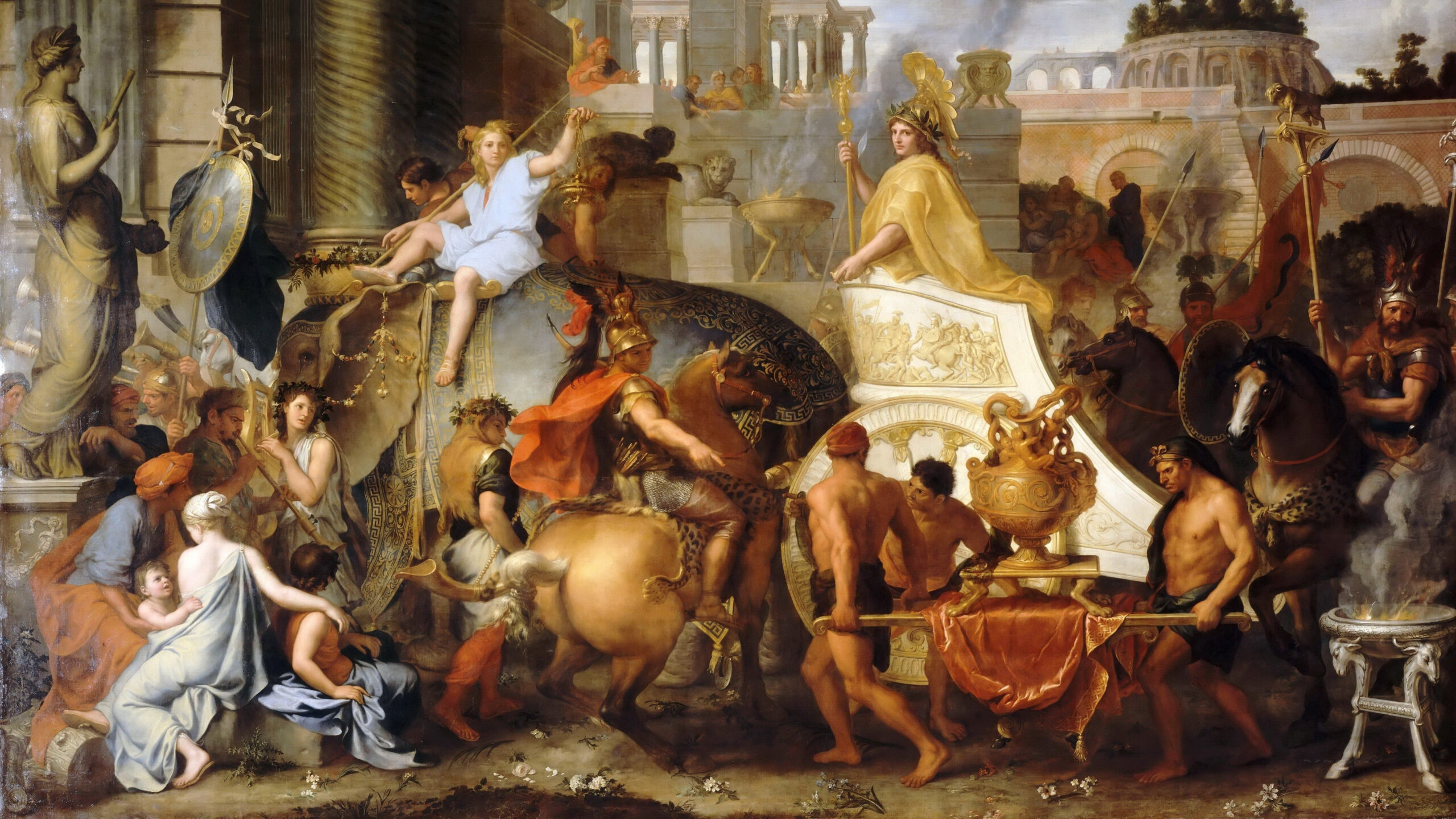 Alexander enters Babylon in this romantic painting by Baroque artist Charles Le Brun. Alexander grew increasingly megalomanical and paranoid as he went eastward into the Persian empire.