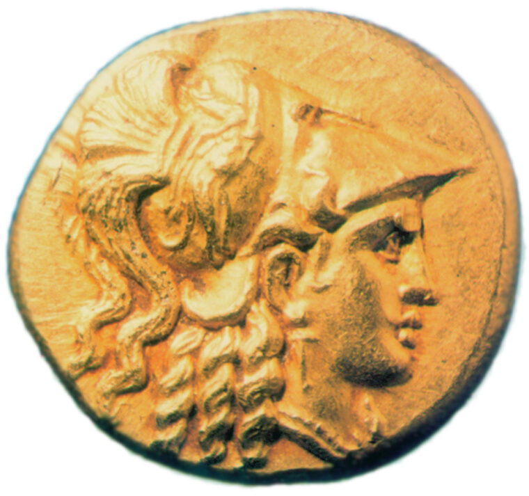 Alexander depicted on a Greek coin.