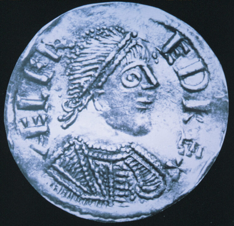 Alfred the Great from a contemporary coin.