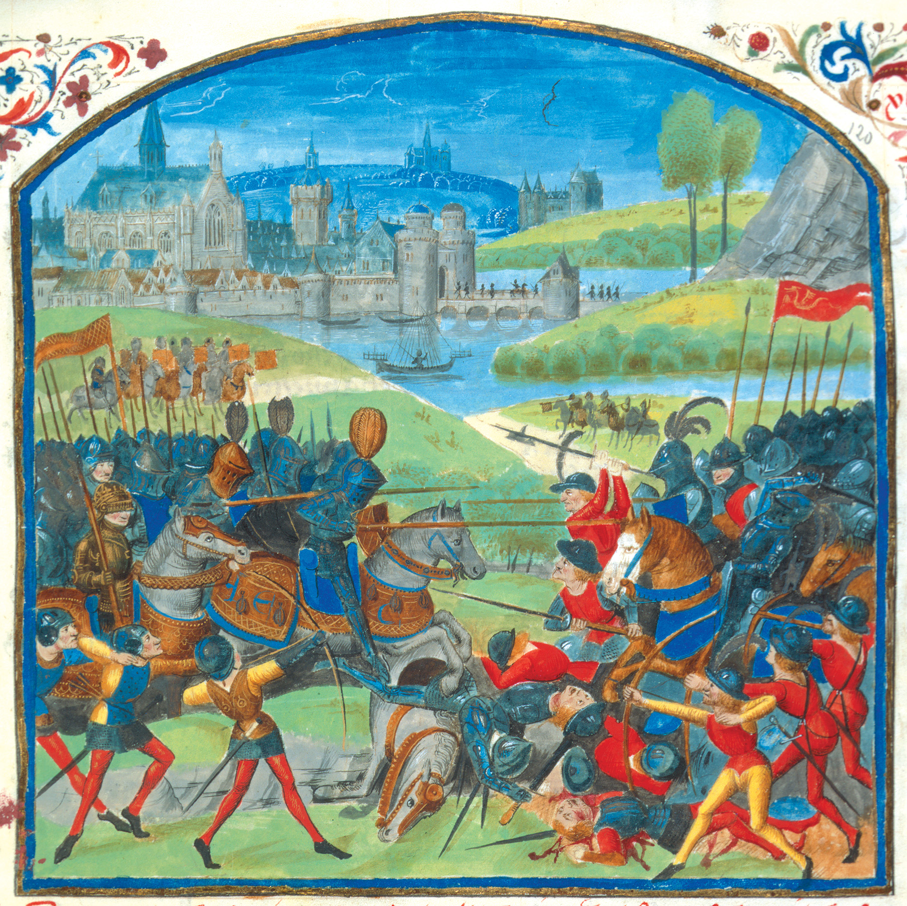 A 15th-century illustration of Caesar defeating the Suebi. Caesar brought them to battle when they were psychologically vulnerable. 