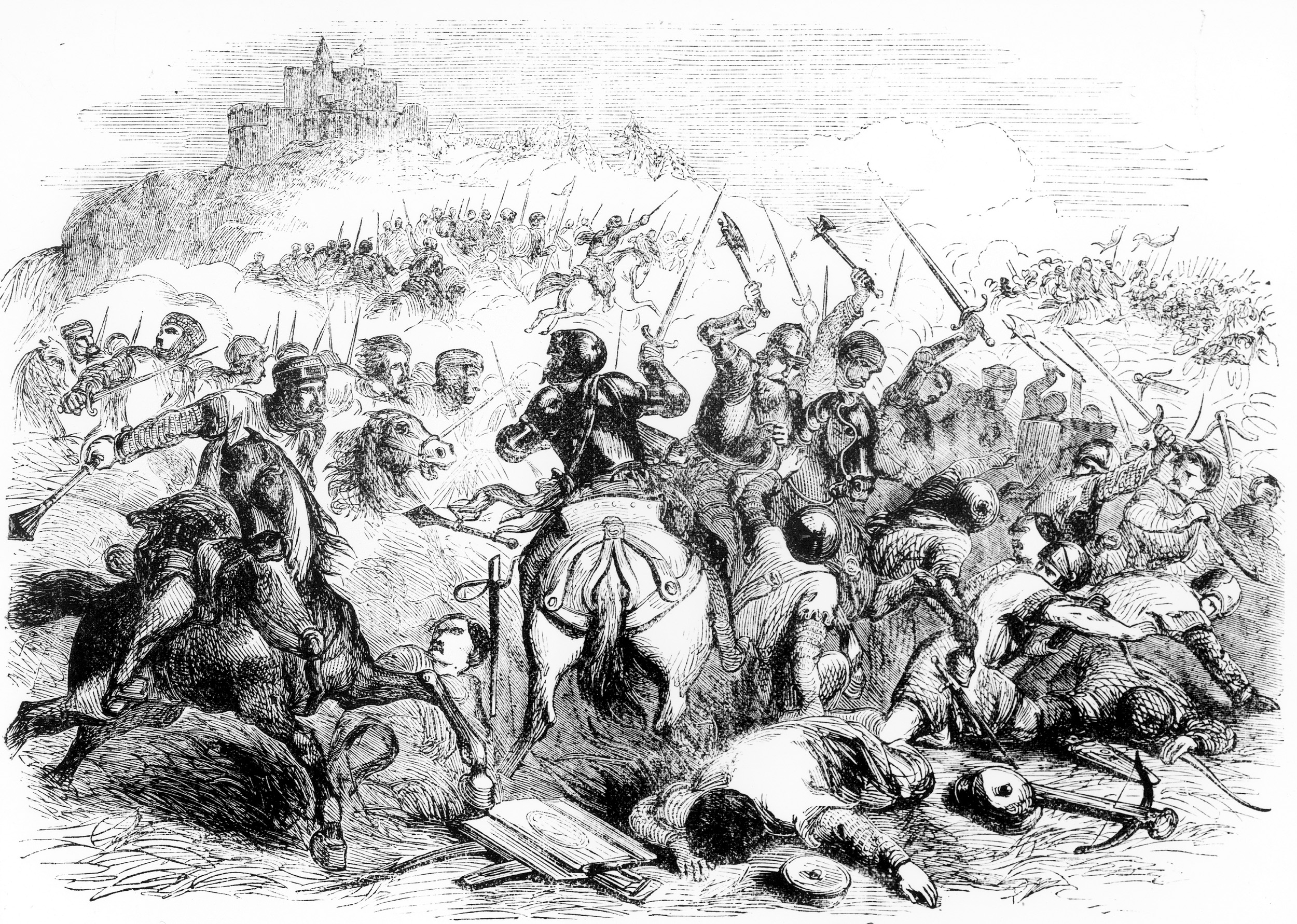 A 19th-century rendition of the battle.  
