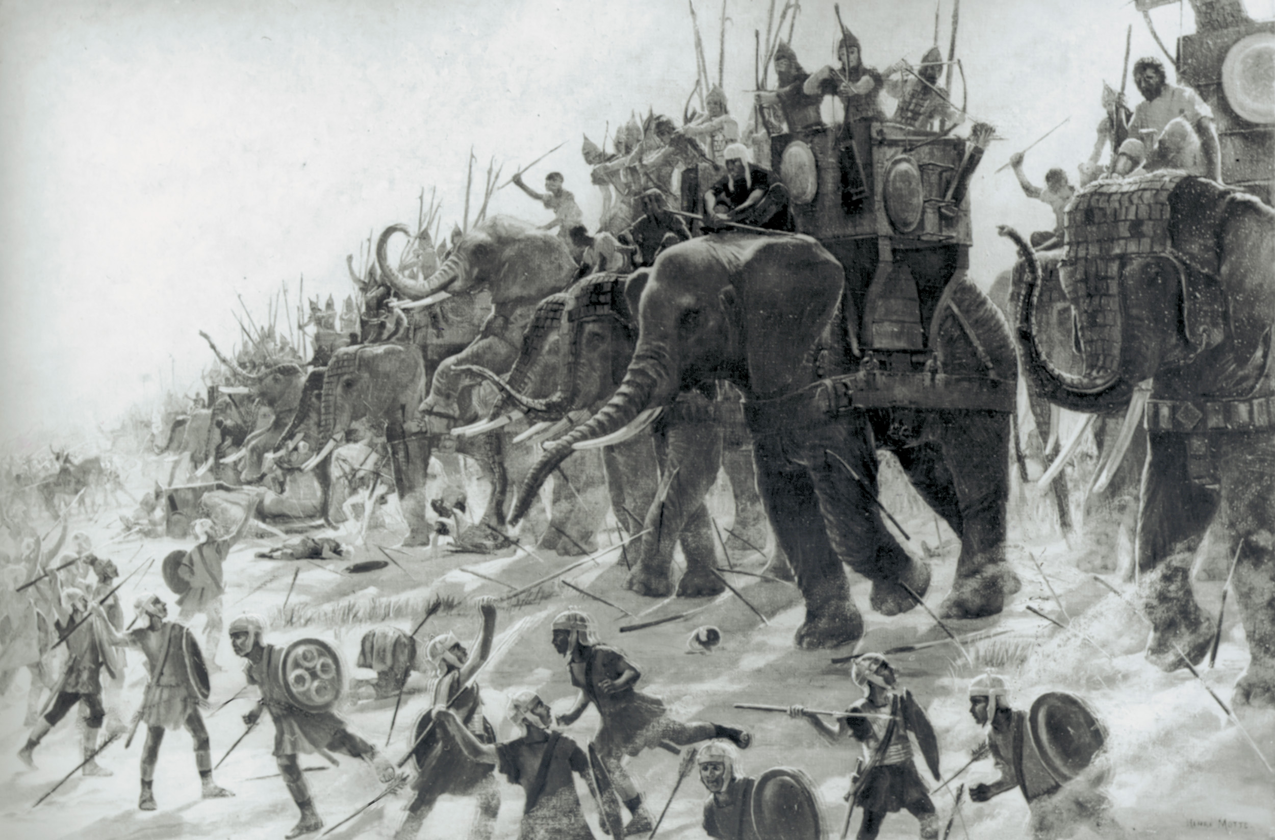 At Zama, Hannibal charged with his elephants. 