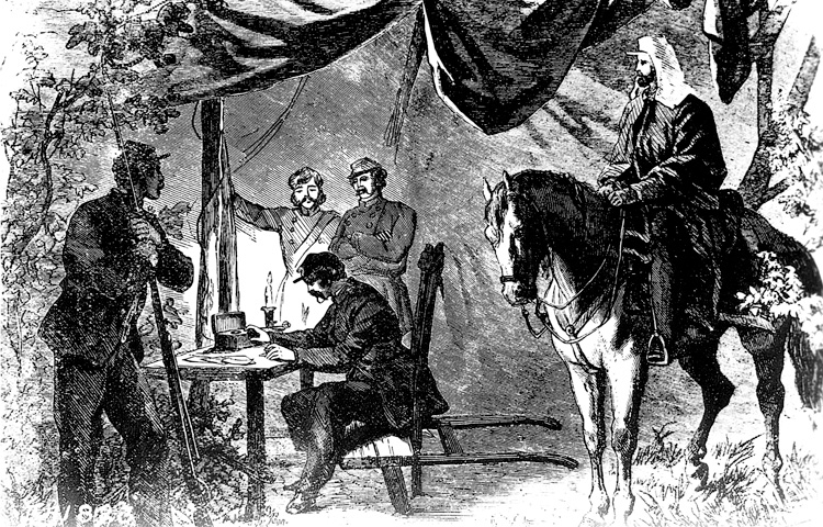A telegrapher communicates over long distances while officers await the results. Telegraphy had some great advantages during the Civil War.