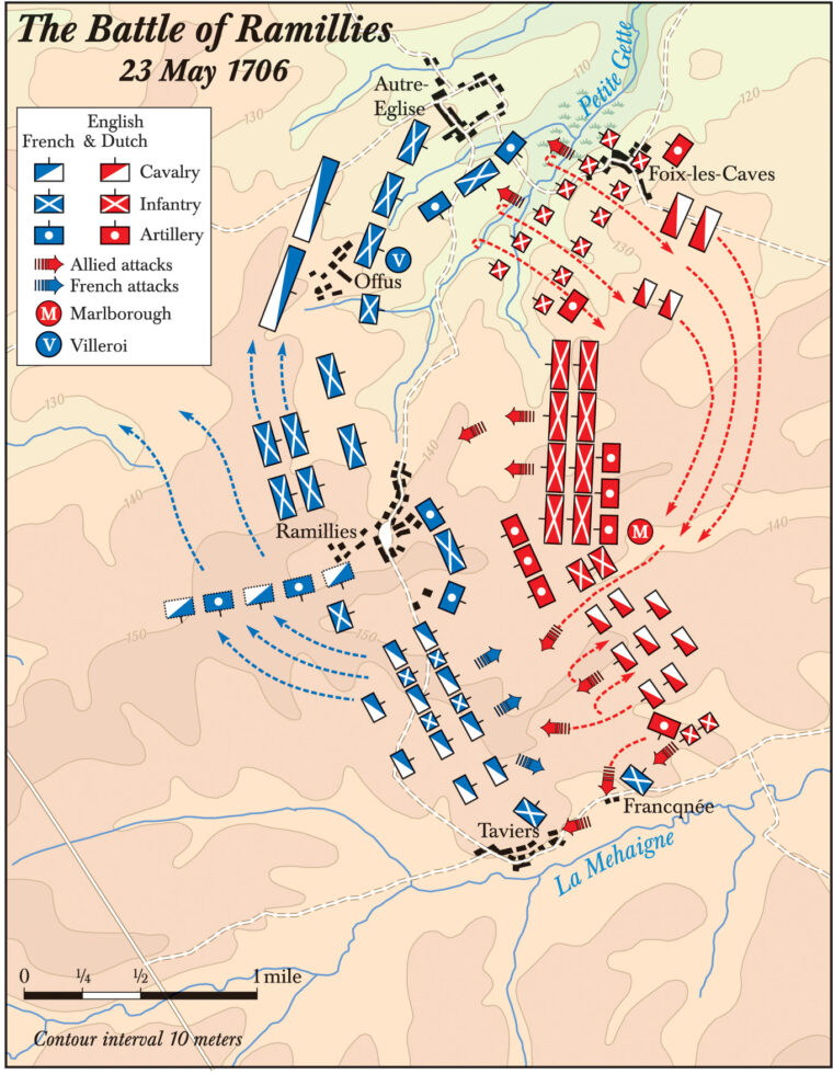 Marlborough smartly arranged and then moved his men to assail the French positions. Villeroi could not see the whole field from his position; Marlborough had a better vantage.