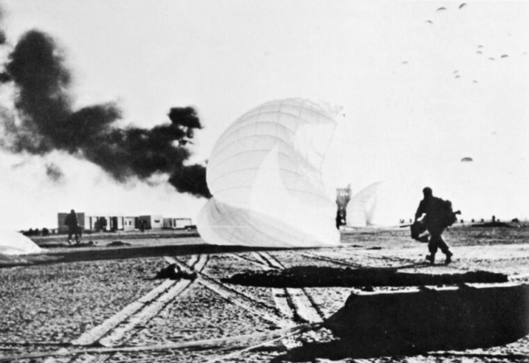 British paratroopers land on El Gamil airbase, near Port Said, in an effort to support the Israeli incursion.
