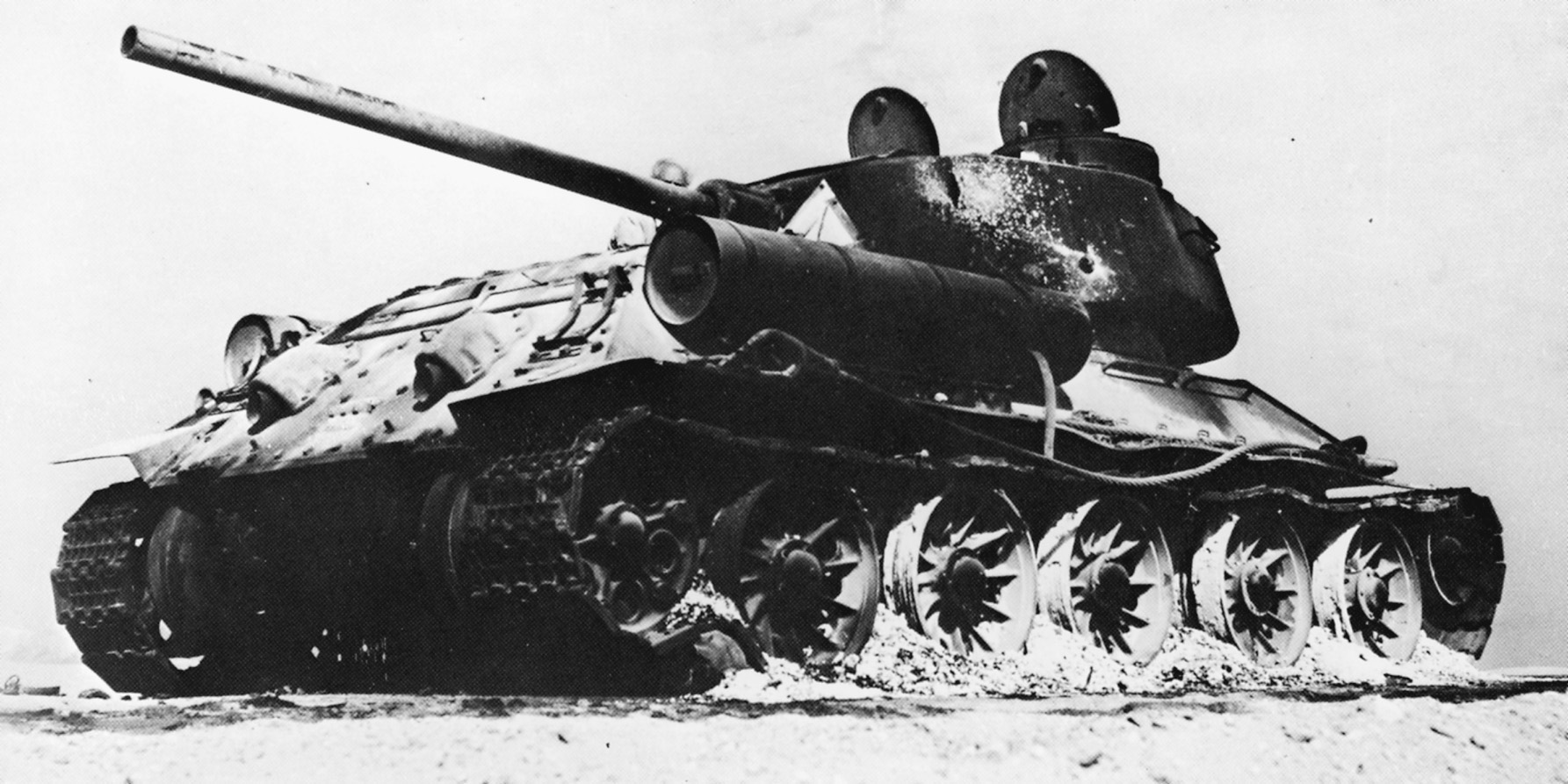 A burnt-out T34 tank stands testament to the fierce combat in the Sinai.