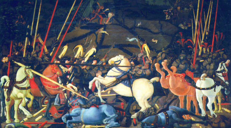 Early 15th-century Italy was a caldron of warfare from which mercenaries like Bartolomeo Colleoni could make a name and a fortune. Below is a 1432 battle between Florentines and Sienese.