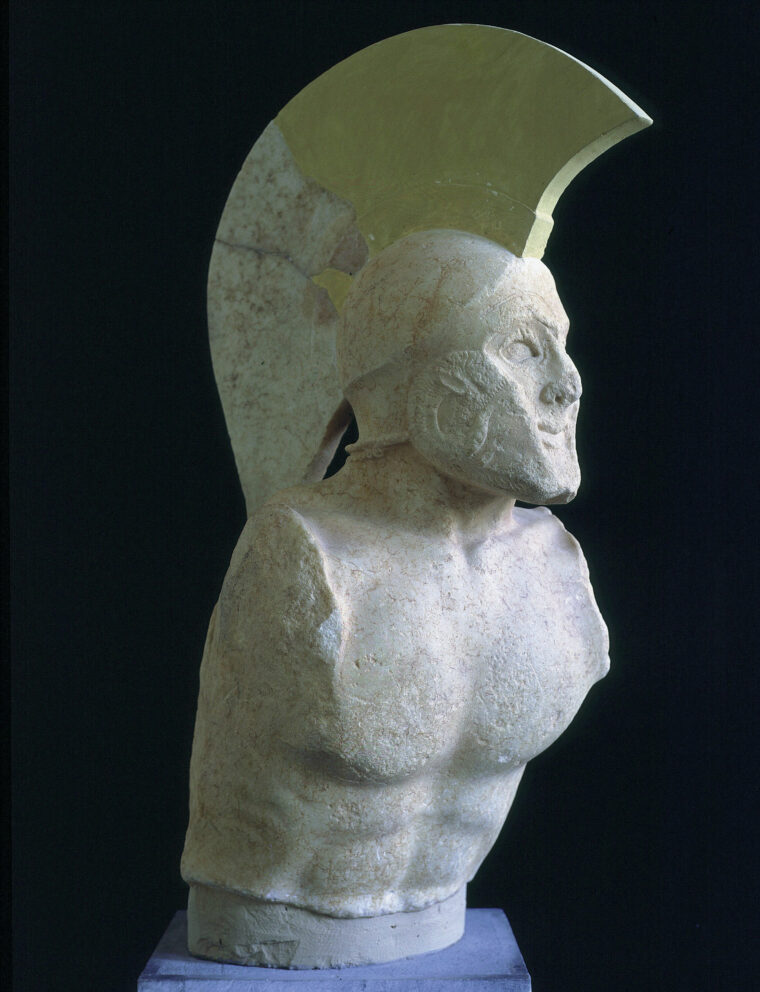 This marble bust that may be King Leonidas was carved during his reign. Leonidas was one of two Spartan kings at the time.