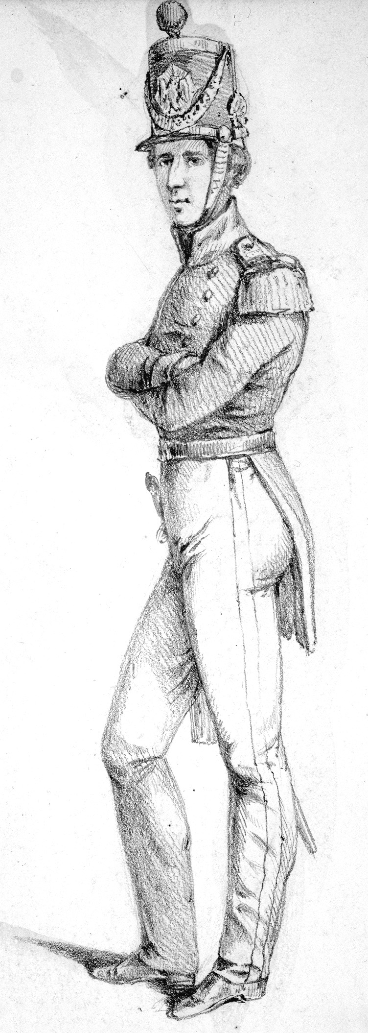 The uniform of the U.S. light artilleryman, as shown in this period drawing by August Koellner, was designed by Major Ringgold.