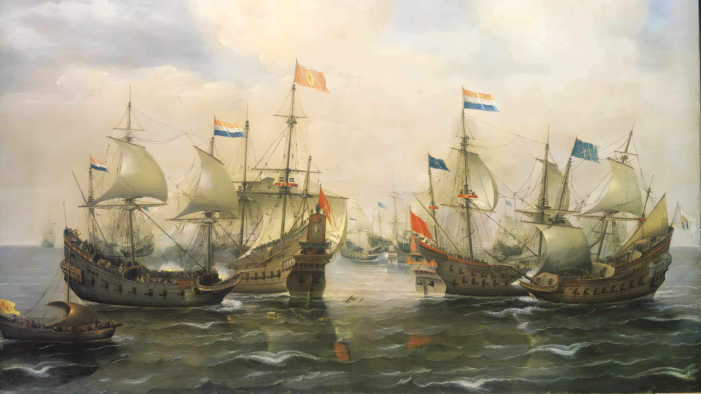 Weaker in many ways, but passionate for their independence, the Dutch pounce on a Spanish fleet even under the protective British guns at Dover.