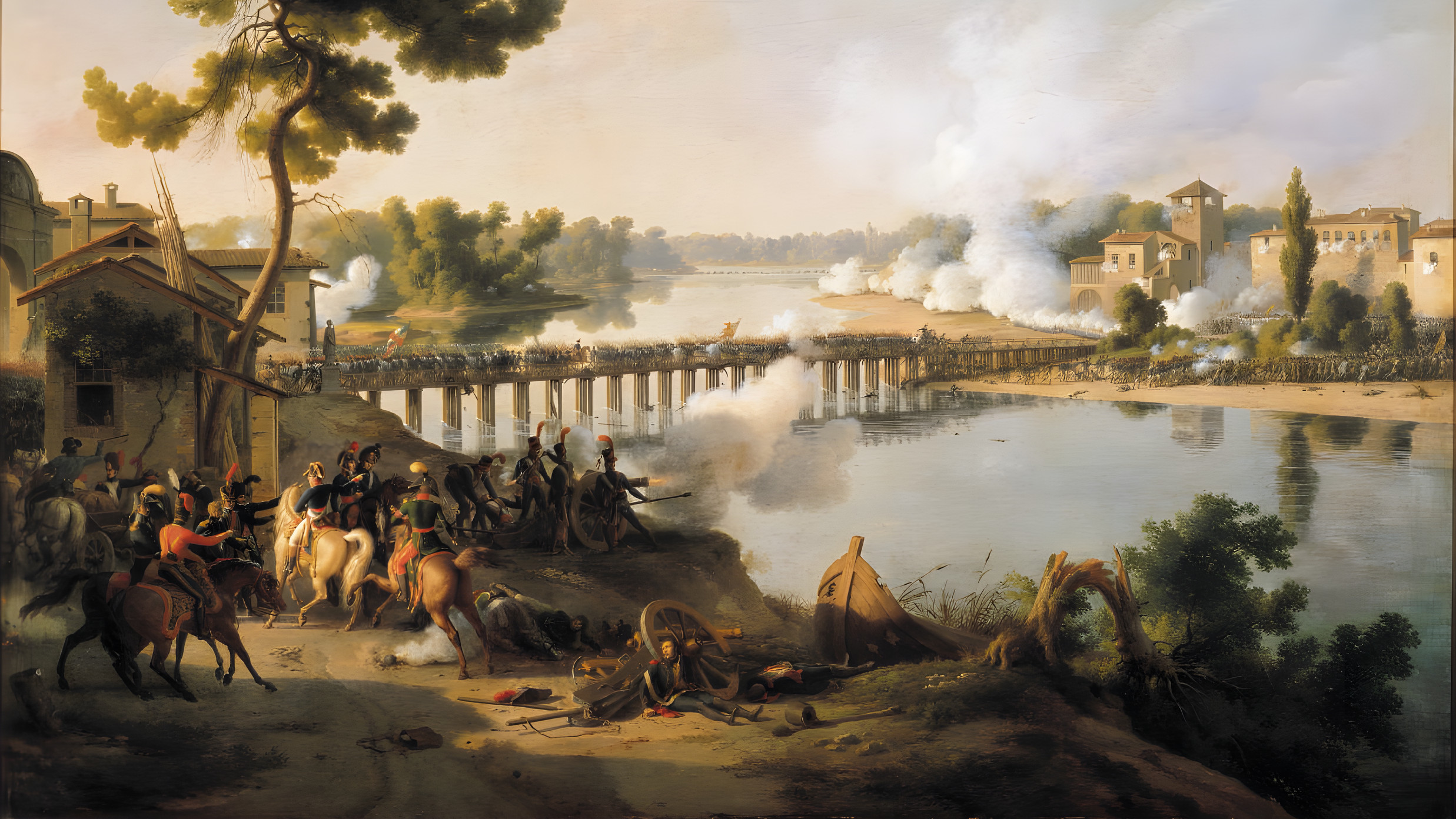 Napoleon Bonaparte, commanding the French Army of Italy, issues orders during an assault over a bridge at Lodi. At one point in the struggle, Bonaparte led a charge himself. The victory here gave much confidence to both commander and army.