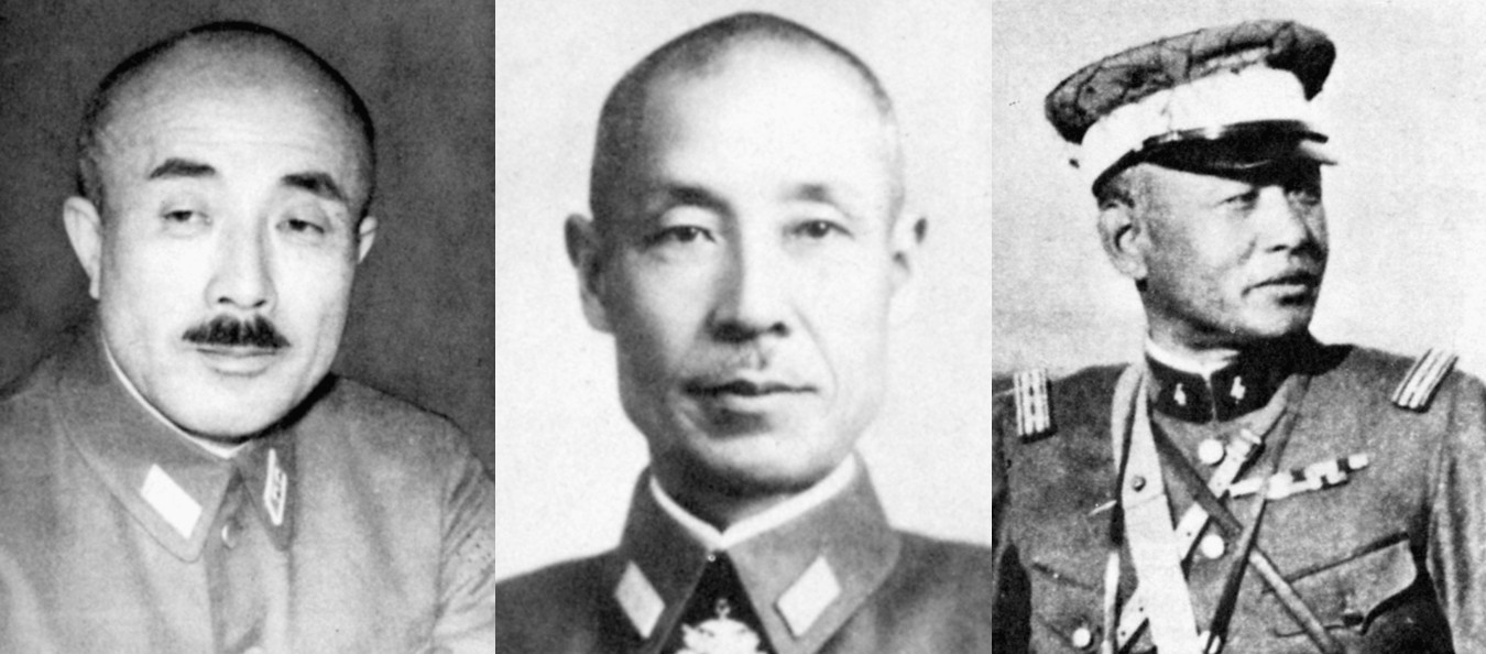 General Itagaki Seishiro, Maj. Gen. Hashimoto Gun, and Colonel Ishiwara Kanji (left to right) were among the commanders of Japanese army units in China. Their aspirations of turning the Red Army away and dominating the Asian continent resulted in defeat at Nomonhan.