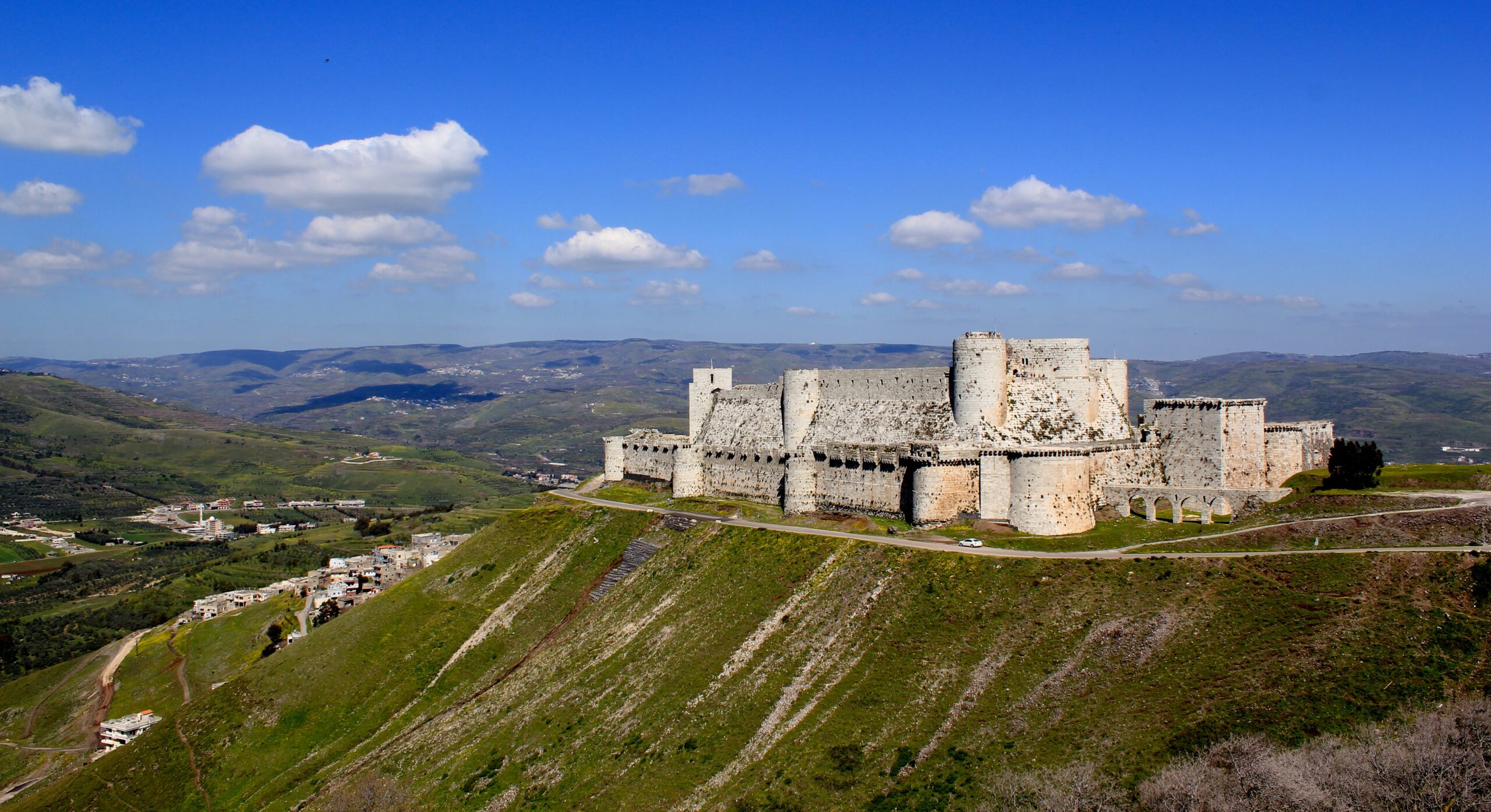 The mighty Krak des Chevaliers was built by the Hospitallers in the 12th and 13th centuries in what is now the country of Syria.